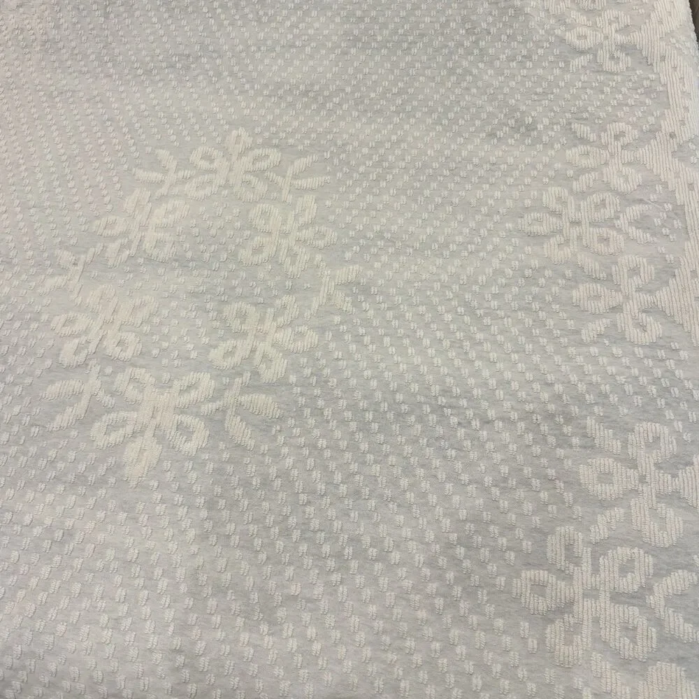 Hobnail Bedspread Chenille King Vtg 110x115 Medallion Farmhouse Ivory Fringe